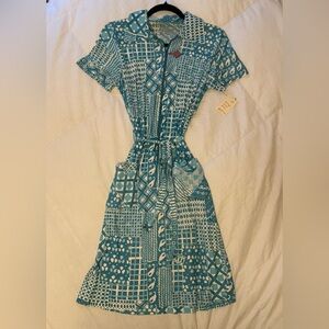 Vintage Zip Front House Dress size small